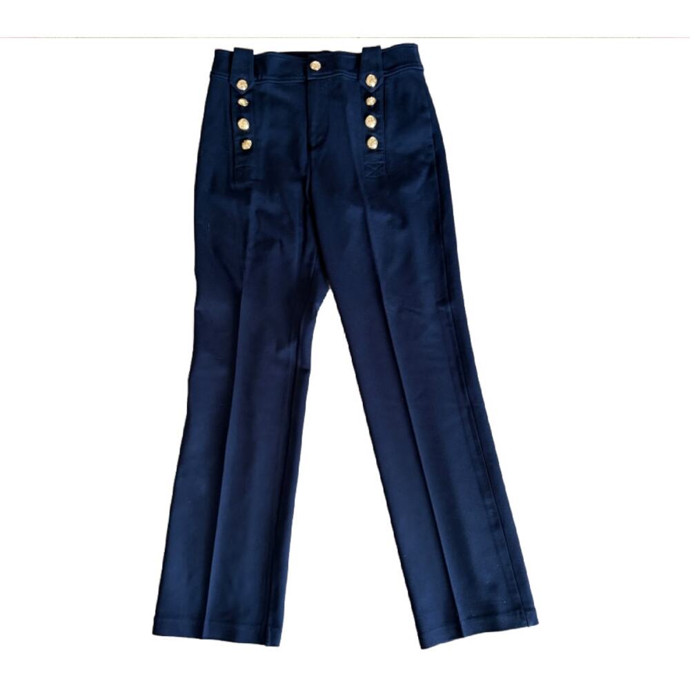 Lauren Ralph Lauren Black Label Dark Blue Ponte Pants Gold Buttons Womens Size 4